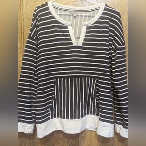 Talbots Black and White Boxy Long Sleeve Sweatshirt, Size L